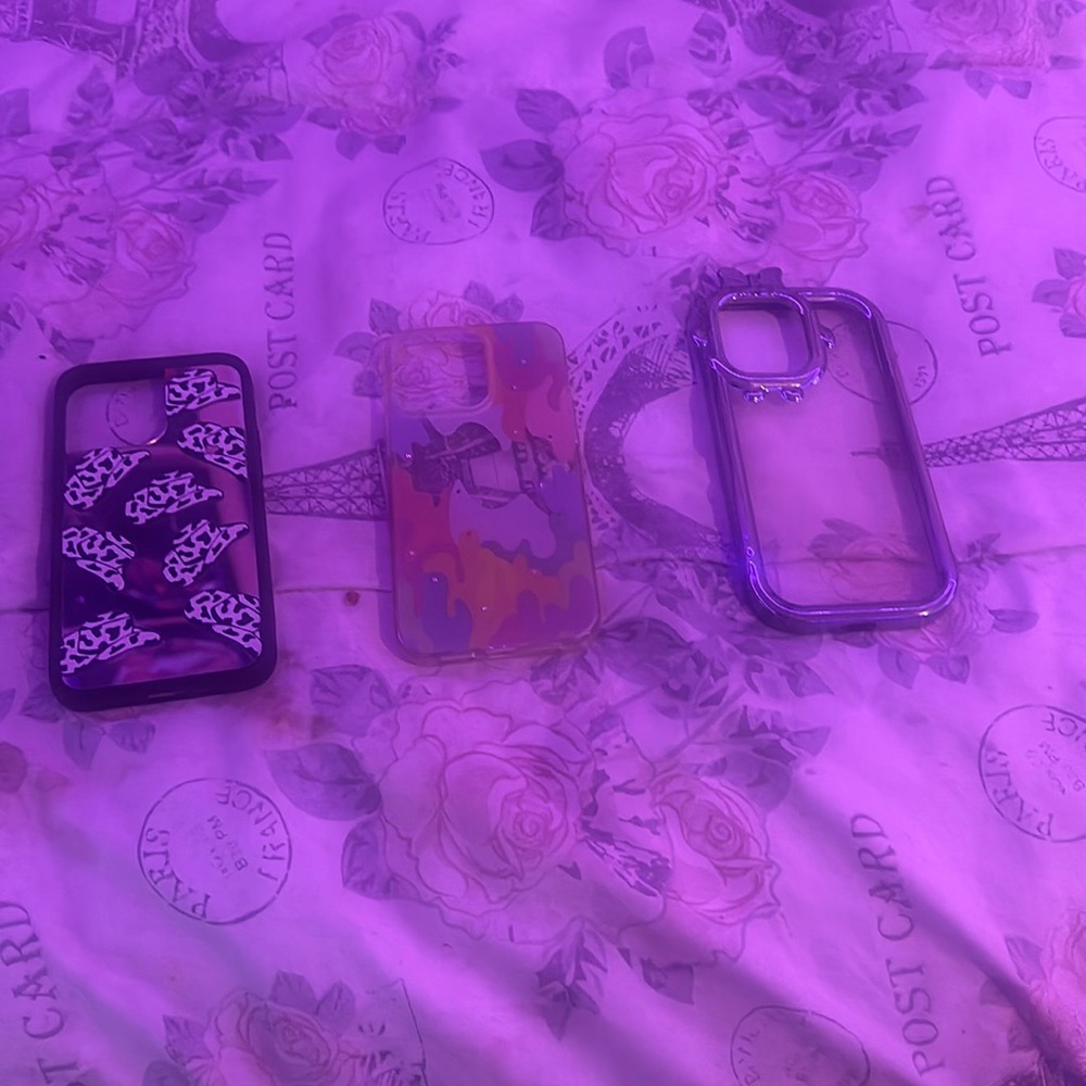 Stylish Phone Case Set - Black, Purple, Multicolor